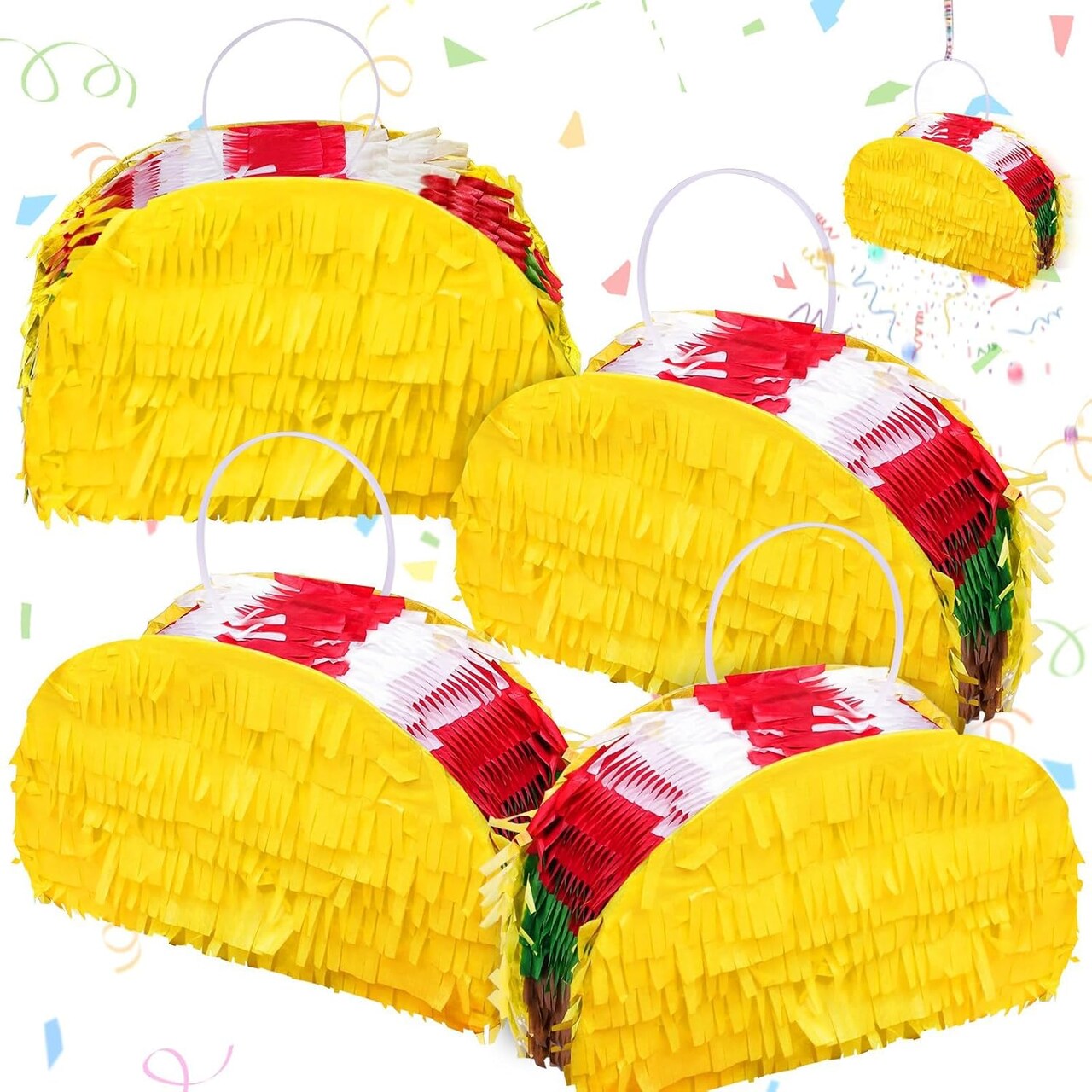 4 Pack Cinco de Mayo Mini Taco Pinata 5.5"x4.3" Mexican Mini Pinatas for Fun Taco Party Supplies Mexican Theme Party Decorations Fiesta Decorations Carnivals Festivals Birthday Table Decor